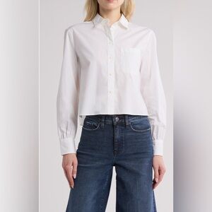 rag & bone Max Long Sleeve Crop Button-Up Shirt //size medium/white